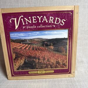 Vineyards Premium 750 Pc Puzzle Collection "A Taste Of Italy" Wooden Box NEW